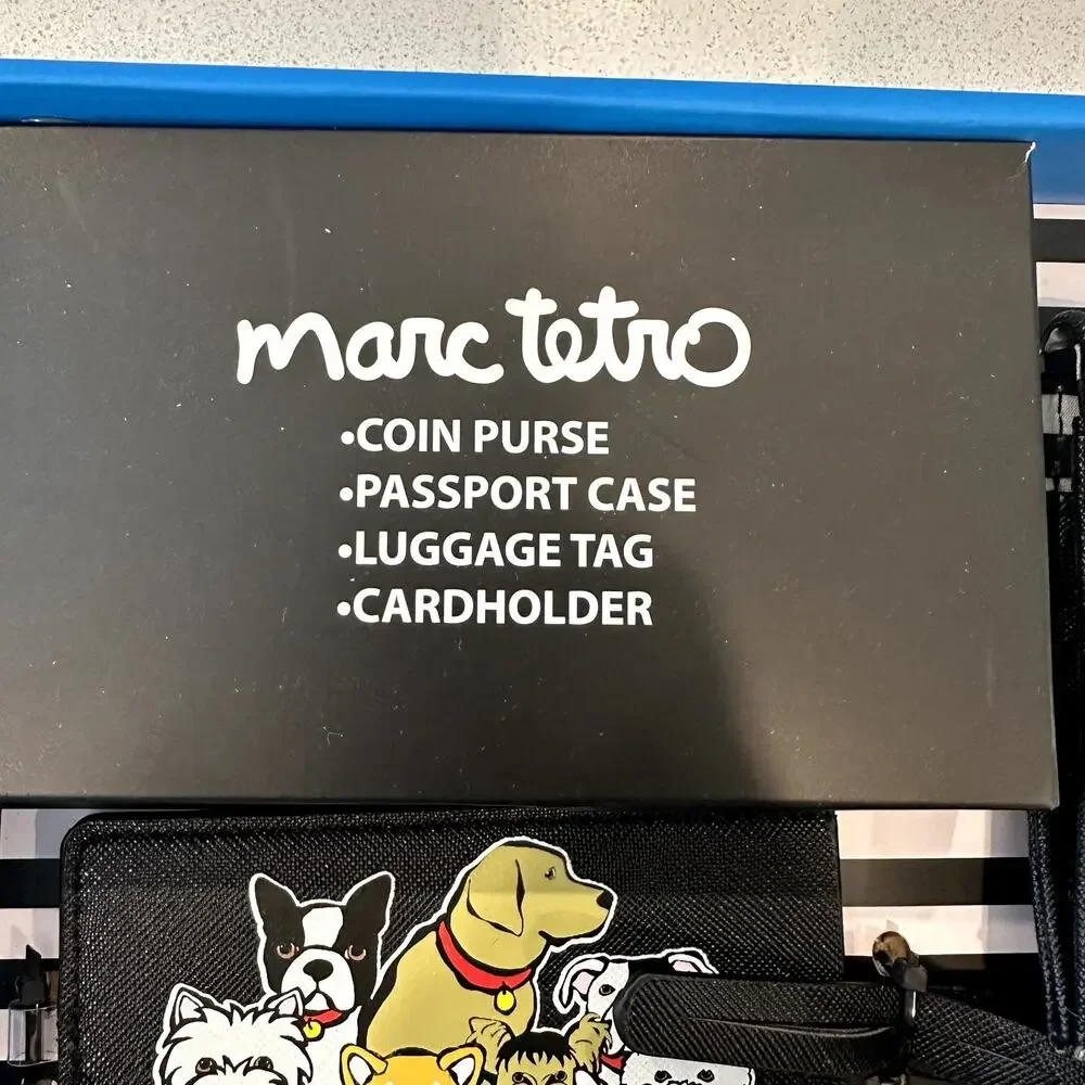 Marc Tetro Dog Set of 4 Set Coin Purse Passport Holder Luggage Tag Cardholder